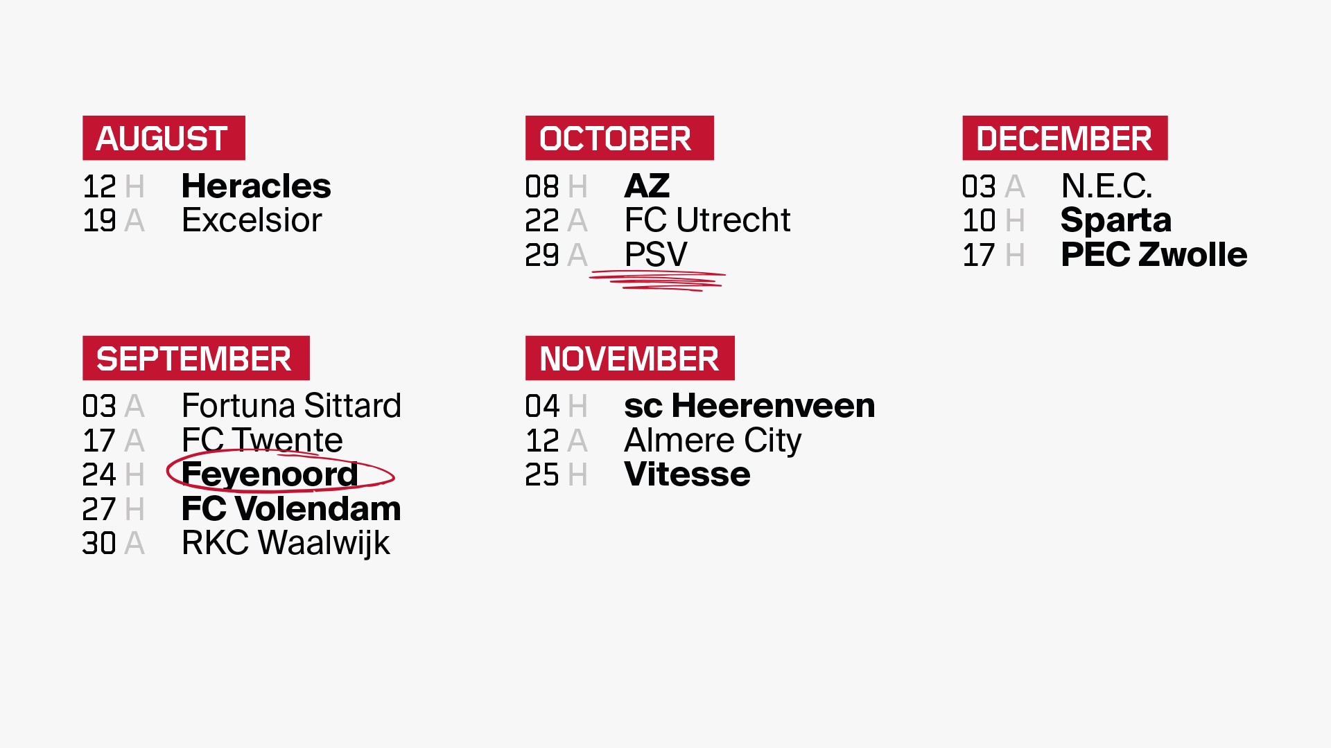 Eredivisie  Eredivisie fixture schedule 2023/24 finalised