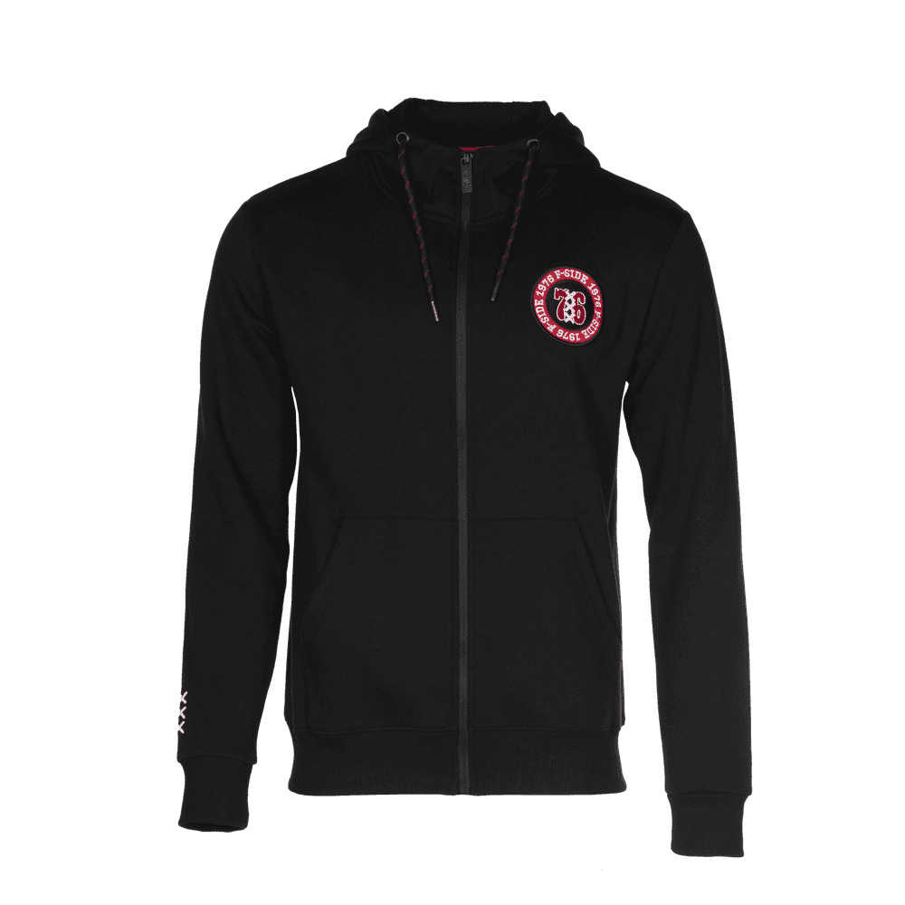 Ajax hooded sweatvest black F side 76 Official Ajax Fanshop